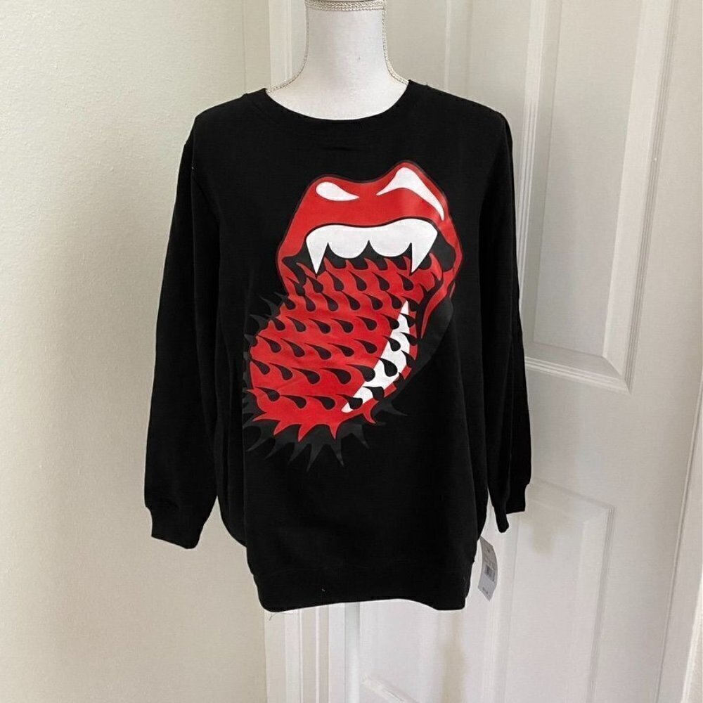 Bravado Women's The Rolling Stones Halloween Graphic Sweatshirt - Black - Picture 1 of 10